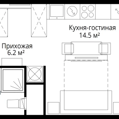 Студия, 24.2 м<sup>2</sup>, 9/17 этаж