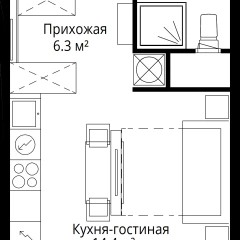 Студия, 24.3 м<sup>2</sup>, 9/17 этаж